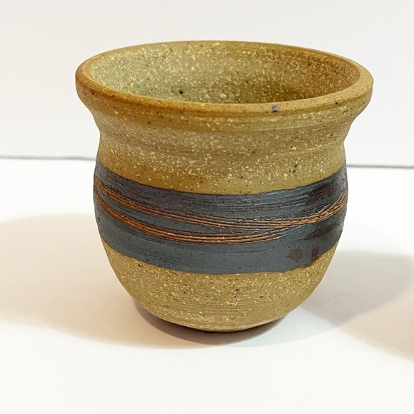 Indigenous Earthenware Small Pot Sanded Painted Pottery Signed Succulent Air 2x - Picture 2 of 13